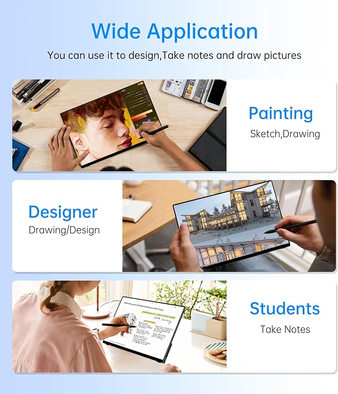 Portable Monitor Touchscreen 15.6" FHD IPS 10-Point Touch Screen, Travel Monitor with Pen & Protective Sleeve & Built-in Stand, Support Active Stylus, HDMI USB C External Screen for Mac, Laptop, PC