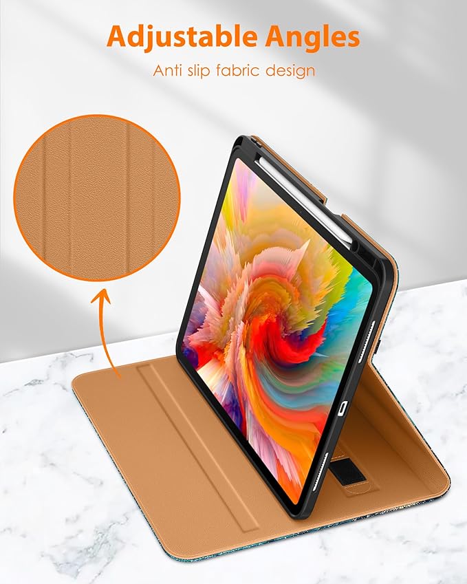 DTTO for iPad Pro 13 inch Case (M5/M4) 2025/2024, Premium Leather Business Folio Stand Cover with Pencil Holder - Auto Wake/Sleep & Multiple Viewing Angles, Built in Hand Strap & Pocket, Sandy Wave