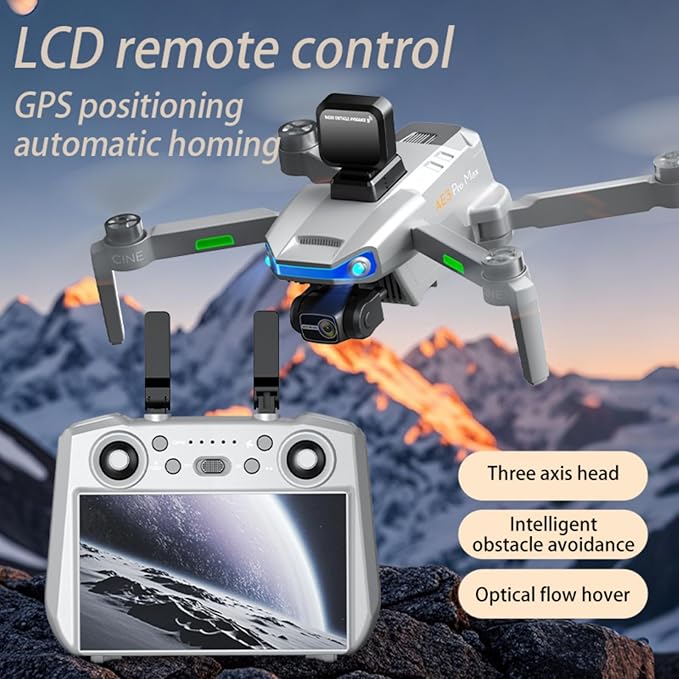 Drones with camera for Adults 4K,3-Axis Gimbal, Drone with 5.5-Inch Large Screen on Remote Controller 64GB memory card, Foldable GPS Drone with Brushless Motor,Auto Return ,Radar Automatic Obstacle Avoidance，90 Min Flight Time, Carrying Backpack for Tr...