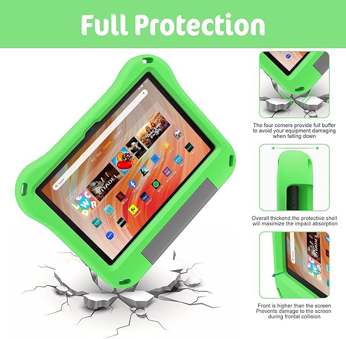 10 inch Tablet Case for Kids,(Compatible with 13th/11th Gen 2023/2021) (Incompatible with iPad Samsung 10 inch Tablet),Light Weight Shock Proof Convertible Handle Stand Kids Case (Green)