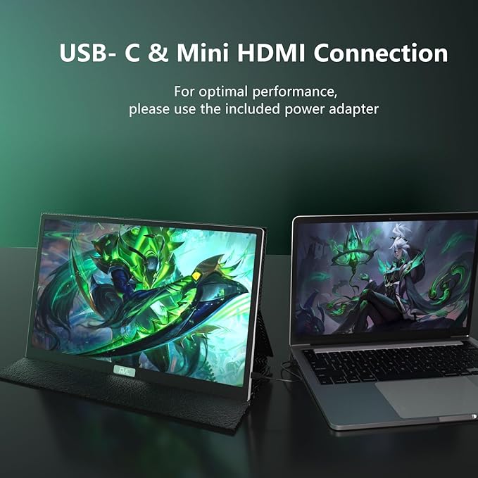 FMC 4K Portable Monitor 15.6" 3840x2160 USB-C HDMI Laptop Monitor, Slim Lightweight 1500:1 Gaming Display with Speakers, Second Monitor for Travel Monitor Laptop & PC Mac Phone PS4 PS5 Switch