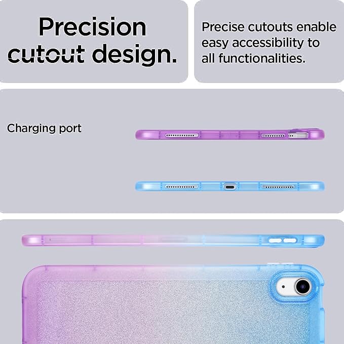 for iPad Pro 12.9 inch Case 6th/5th/4th/3rd Generation (2022/2021/2020/2018) Glitter Translucent Frosted Clear Soft TPU Back Gradient Bling Cover Silicone Protective Shell, Blue & Purple