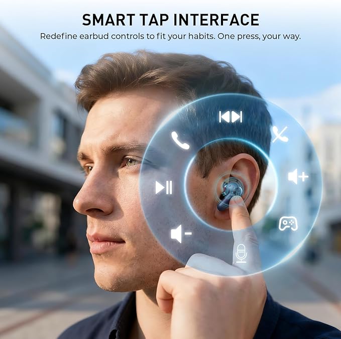 havit Hybrid Active Noise Cancelling Wireless Earbuds, Bluetooth 6.0 in-Ear Headphones, 6 Mics ENC Clear Call Ear Buds, 30+H Playtime, 3D Spatial Audio, Custom EQ via App, IPX5 Waterproof Blue
