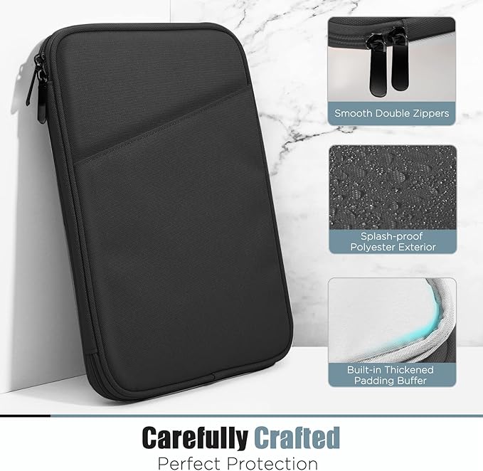 TiMOVO 9-11" Tablet Sleeve Bag for iPad 11-inch A16 2025, iPad 10.9"/10.2"| Air 11 Inch/5th/4th Gen. 10.9", Galaxy Tab A9+/A11Plus 11", Protective Bag with Pocket, Black