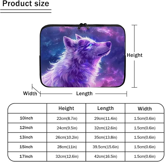 Galaxy Wolf Laptop Protective Sleeve for Women Men Computer Sleeve 12 inch Laptop Case Bag Portable Computer Carrying Case Suitable GITS for Teens Boys Tablet Bags Purple