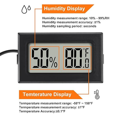 10Pcs Mini Digital Thermometer Hygrometer Gauge with Probe Sensor LCD Display Meter Indoor Temperature Humidity Fahrenheit Meter for Incubator Plant Tank Garden ℉