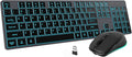 POWZAN Backlit Wireless Keyboard and Mouse Combo, Rechargeable Quiet 2.4G Cordless USB Slim Full Size for Apple iMac, MacBook, laptop and PC, Space Gray