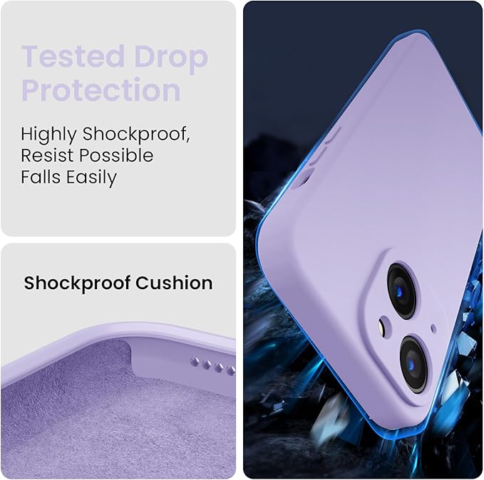 FireNova Designed for iPhone 15 Case, Silicone Upgraded [Camera Protection] Phone Case, Soft Anti-Scratch Microfiber Lining Inside, 6.1 inch, Clove Purple