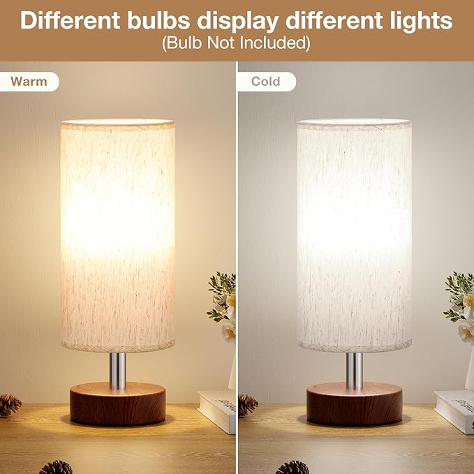 PartageiZ Small Table Lamp for Bedroom Set of 2 - Bedside Lamps for Night Stands, Minimalist Nightstand Light Lamp, Desk Lamps for Reading Room, Kids Room, Living Room, Office, Dorm