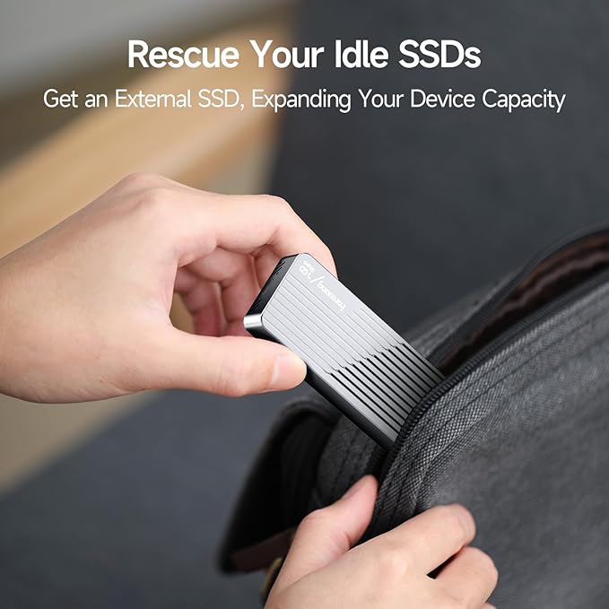 fanxiang SSD Enclosure with Cooling Fan, USB 3.2 Gen 2 (10 Gbps), M.2 NVME/SATA SSD Enclosure, USB Adapter/Reader, M.2 Enclosure, Supports M and B+M Keys and Size 2230/2242/2280 SSDs, MD85