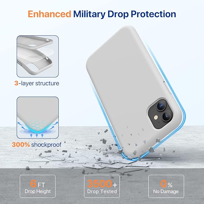 Miracase Designed for iPhone 11 Phone Case, with Screen Protector, Liquid Silicone Gel Rubber Full Body Drop Protection Shockproof Cover Phone Case for iPhone 11 6.1 inch, Moonlight White