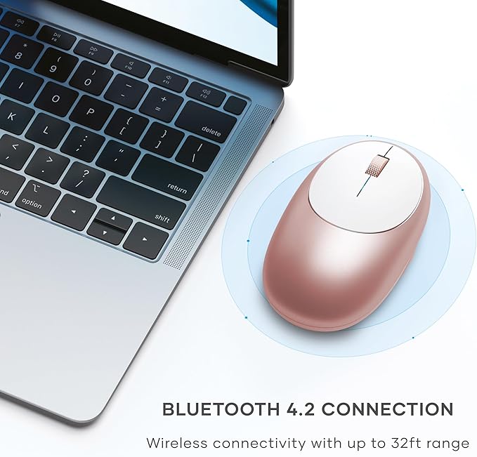 Satechi M1 Wireless Bluetooth Mouse, USB-C Rechargeable, Compact & Portable, for MacBook Air/Pro/Neo, iPad Air/Pro, iPad mini, Mac mini, iMac & Windows - Rose Gold