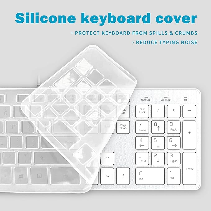 USB Wired Keyboard for window,Comfortable Quiet Chocolate Keys, Durable Ultra-Slim Wired Computer Keyboard(QWERTY) for PC, Windows 11/10/8/7/XP/Vista KB1430 (Sliver, Wired Keyboard For Windows)