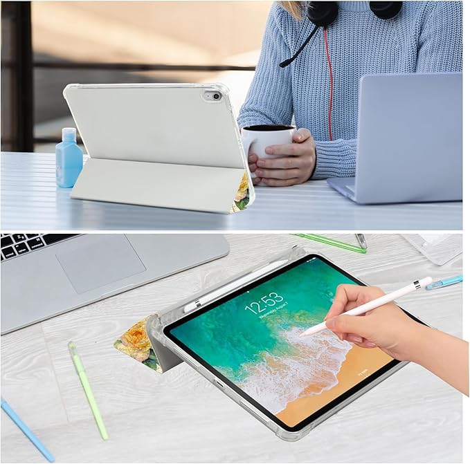 Vimorco for iPad (A16) Case 11th Generation 11" 2025, for iPad 10th Generation Case 10.9" Pencil Holder, Typing Stand, 2 Viewing Angles, Faux Leather Slim Auto Sleep/Wake, Dragonfly Flower Butterfly