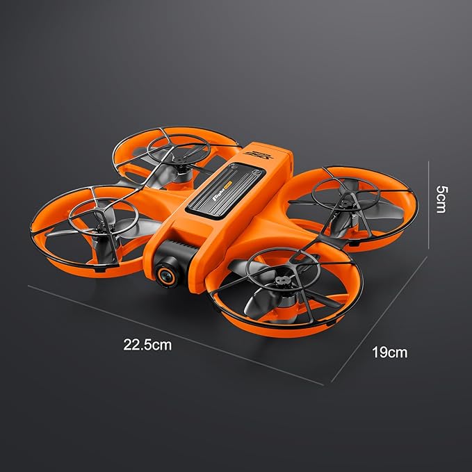 Drone With Large Screen Remote Control (4.92in) , Mini Airplane with Dual Cameras, 2 Batteries, 360° Flips, Full Propeller Guard Protection for Anti-Collision, Brushless Motor, Hovering, Quadcopter with Optical Flow Positioning, RC Helicopter for Adult...