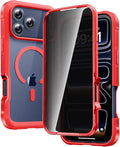 Diaclara Magnetic Designed for iPhone 17 Pro Case 6.3'' [Full Camera Protection] Full Body Bumper,[Compatible with MagSafe] Phone Case w/Built-in Privacy Screen Protector,Red