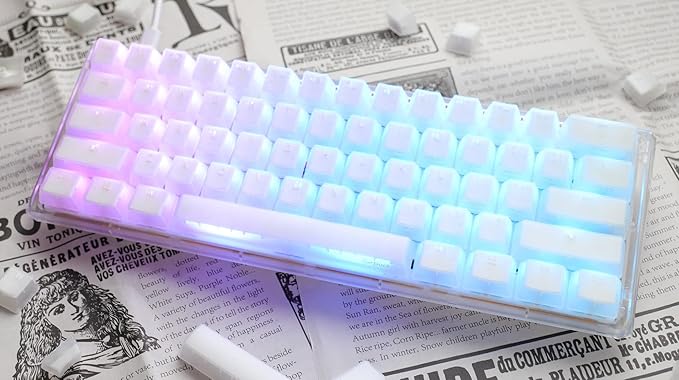 Ducky One 3 Mini Aura 60% Mechanical Keyboard: Quack Mechanics Dampening, Hot-Swappable Cherry MX Red Switches, High-Density PBT Tripleshot Keycaps, RGB, US, White