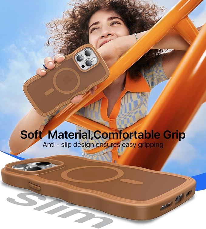 Magnetic for iPhone 15 Pro Max Case[Compatible with MagSafe][Military-Grade Drop Protection][Anti-Yellowing]Shockproof Protective Translucent Matte Cover for iPhone 15 Pro Max Phone Case,Brown