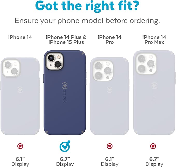 Speck iPhone 14 Plus Case - Drop Protection, Scratch Resistant, Dual Layer Slim Phone Case for 6.7 Inch iPhones 14 Plus - Built for MagSafe - Presidio2 Grip - Charcoal/Cool Bronze/White