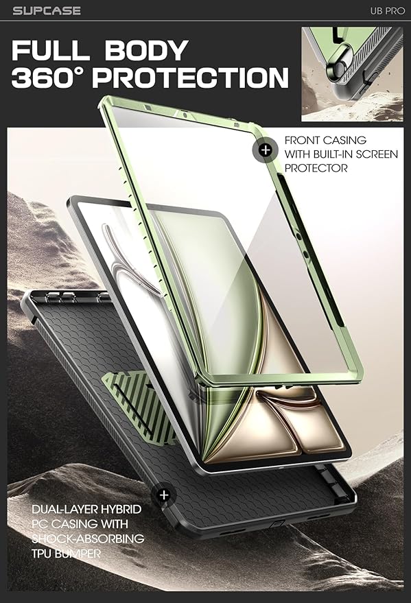 SUPCASE for iPad Air 11 Inch Case M4/M3/M2 (2026/2025/2024), [Built-in Screen Protector & Pencil Holder & Stand] Rugged Protective Cover for iPad Air 10.9 Inch 5th/4th Generation (2022/2020), Guldan