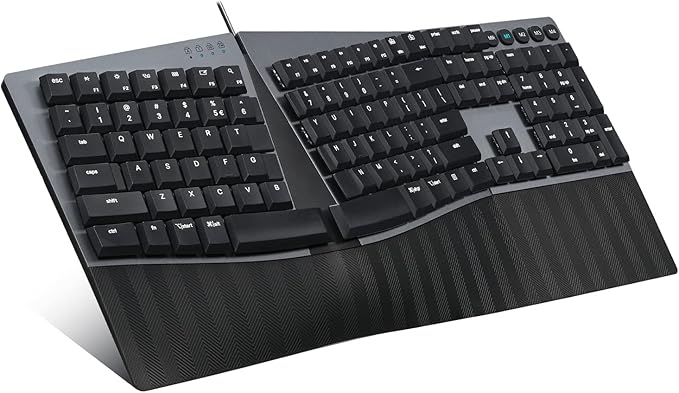 Perixx PERIBOARD-535BR Wired Ergonomic Mechanical Split Keyboard - Low-Profile Brown Tactile Switches - Programmable Feature with Macro Keys - Compatible with Windows and Mac OS X - US English, Black
