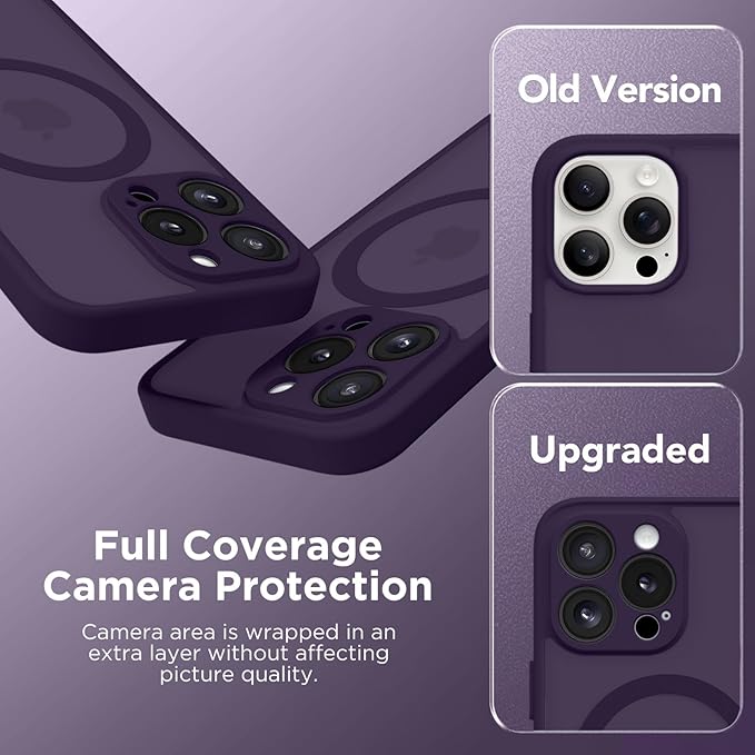CAPRARO Magnetic for iPhone 14 Pro Case, [Compatible with MagSafe] [Full Camera Protection] Shockproof Protective Slim Translucent Matte Phone Case for iPhone 14 Pro 6.1'', Deep Purple