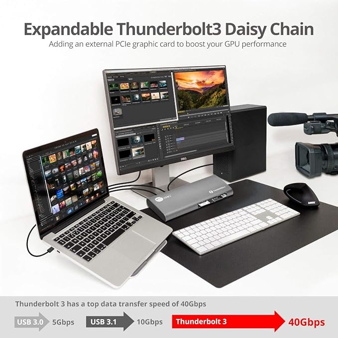 SIIG 8K Thunderbolt 3 Dock with 40 Gbps, 60W Charging, Single 8K or Dual 4K@60Hz for DisplayPort for Windows and Mac, XQD/SD/CFast/TF Card Reader, DP 1.4, Includes 2.3ft TB3 Cable (JU-DK0G11-S1)
