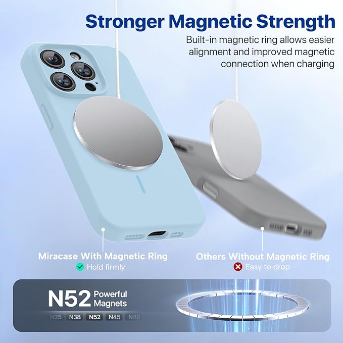 Miracase Magnetic for iPhone 15 Pro Case, [Soft Anti-Scratch Microfiber Lining], Magnetic for MagSafe, Liquid Silicone Shockproof Drop Protection Phone Case for 15 Pro, Clove Purple