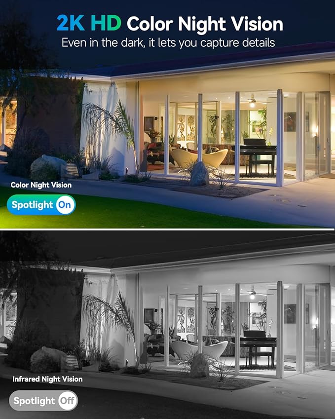 LIWAN Security Camera Wireless Outdoor, 2.4G WiFi Solar Security Cameras for Home Security, Surveillance Camera Outside, Solar Powered, 2K Color Night Vision, PIR Detection, 2-Way Talk