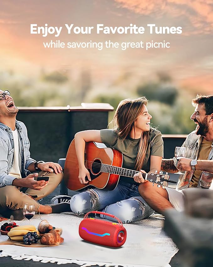 Portable Bluetooth Speaker with Light, Waterproof Karaoke Machine for Adults & Kids, Loud Sound and Deep Bass, Up to 8H Playtime, Support Bluetooth/AUX/USB for Home, Party, Outdoor and Travel