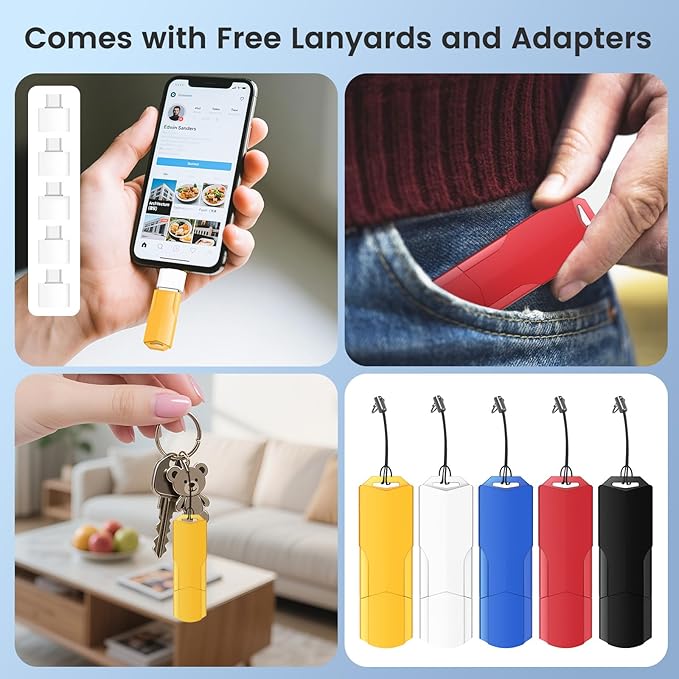64GB Flash Drives 5 Pack Wooolken USB 3.0 Thumb Drives with USB C Adapters and Lanyards,Memory Sticks for Data Storage