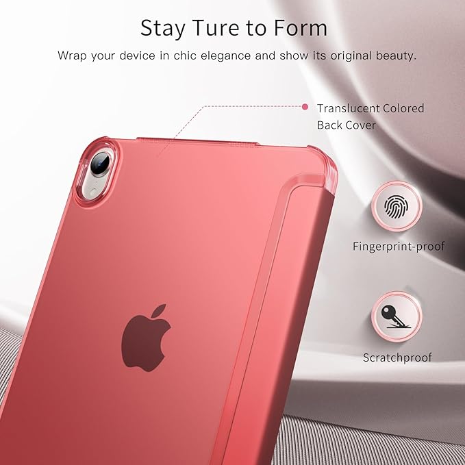 MoKo for iPad mini 7 (A17 Pro) Generation Case 2024, iPad mini 6 Case 2021, 8.3-inch Slim Lightweight Protective Hard Back PC Shell Stand Cover Support Touch ID, Auto Wake/Sleep, Guava Color