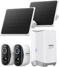 Baseus Solar Security Cameras Wireless Outdoor, N1 2-Cam Kit with Solar Panel 3W, 2K Color Night Vision Camera for Home Security, Solar-Powered, IP67, No Monthly Fee, 16TB Expandable Local Storage