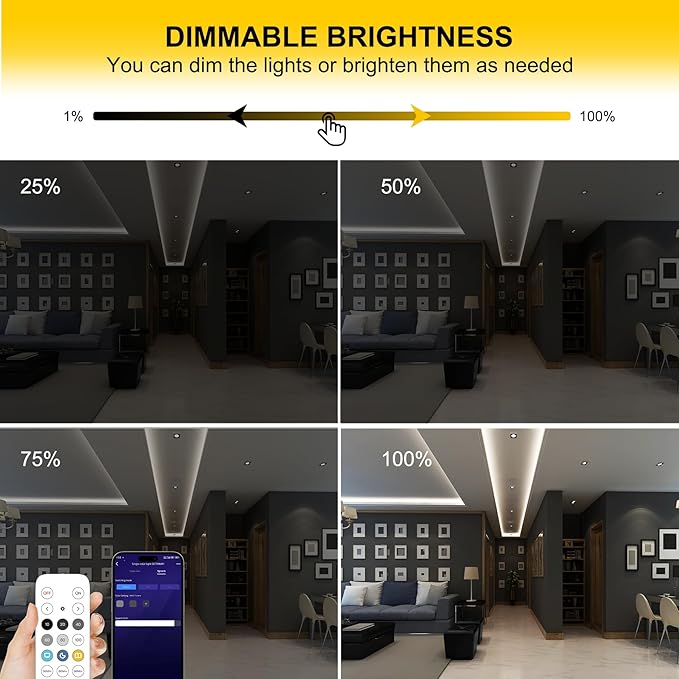 Pandery COB LED Strip Lights Cool White,24V Dimmable led Light Strip KIT with Remote and app Control,6000K 65FT/20m 8mm Wide Ra>90 Cuttable Flexible Strip Lights for Bedroom,Shelf,Cabinet