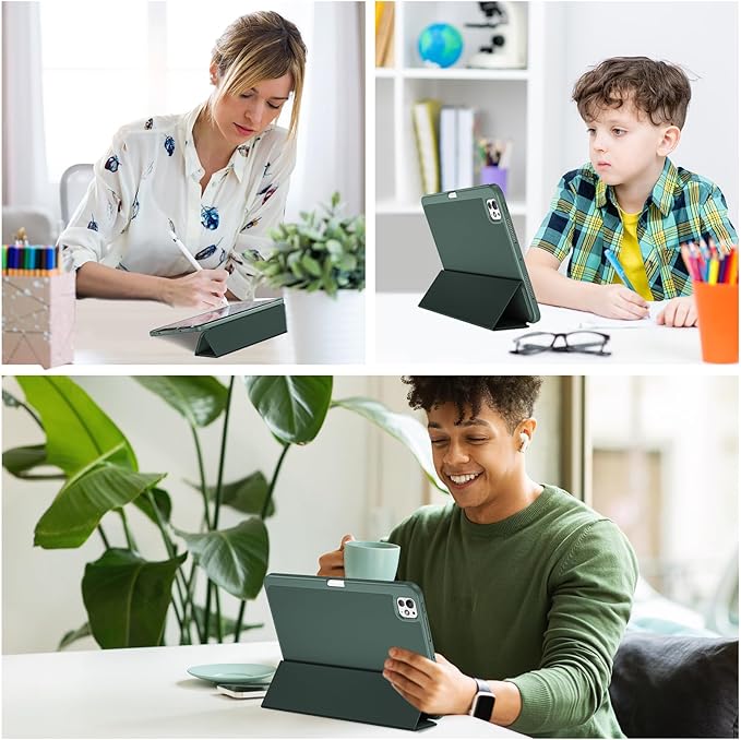 ProCase for iPad Pro 11 Inch Case M5 2025/M4 2024 5th Gen with Pencil Holder, iPad Pro 11"(Model: A3357/A3358/A3359/A2836/A2837/A3006) Trifold Stand Smart Folio with Soft TPU Back Cover -Mgreen