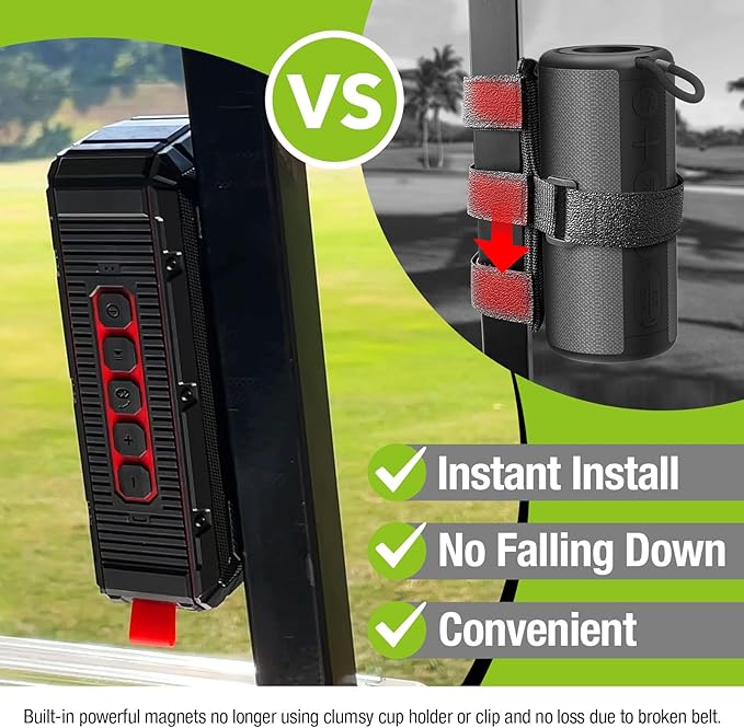 Dprofy 2Pcs Pro Portable Magnetic Bluetooth Golf Speaker Wireless Waterproof IPX6/Shockproof - 3rd Generation Magnetic Golf Speakers for Golf Cart 24 Hour Playtime (2Pcs with TWS & SD Card Function)