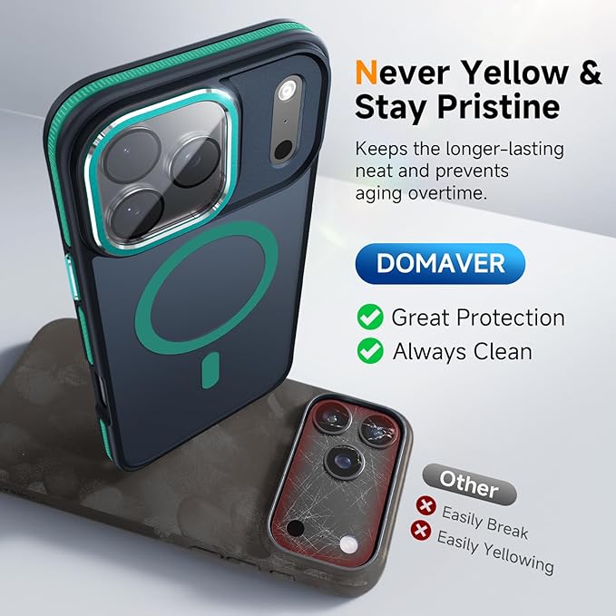 Magnetic 3 in 1 for iPhone 17 Pro Max Case, [Omni-Directional Protection] with 1x Screen Protector + 1x Camera Cover, [Seamless Work with Magsafe] Protective Silm Case for iPhone 17 Pro Max Green