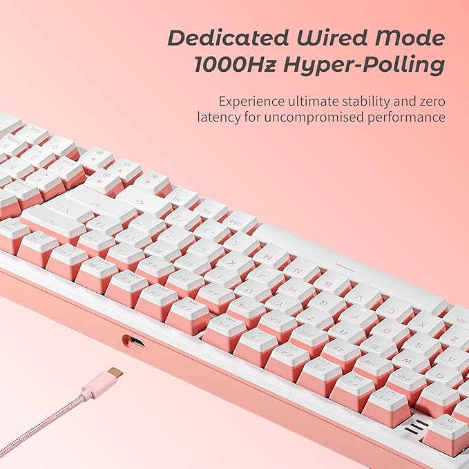 Hexgears X4 Wired Mechanical Keyboard with Number Pad, USB-C Hot Swappable Custom Keyboard, Pre-lubed Clicky Switches, White LED Backlit Computer Gaming Keyboards for PC/Tablet