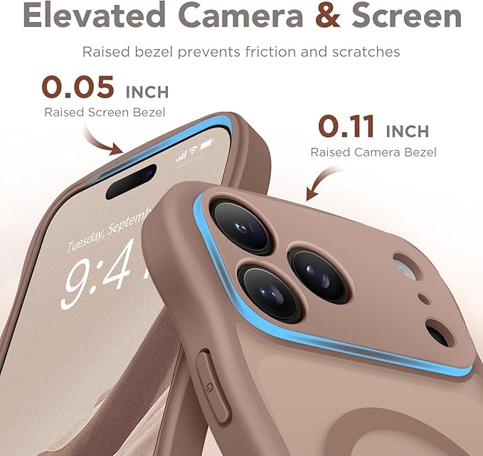 CAPRARO Magnetic for iPhone 17 Pro Case for Women Girls, Upgraded [Full Camera Protection] [Compatible with MagSafe] Cute Wave Translucent Matte Phone Case for iPhone 17 Pro, Brown
