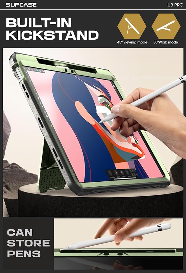 SUPCASE for iPad Air 13 Inch Case M4/M3/M2 (2026/2025/2024) with Pencil Holder (Unicorn Beetle Pro), [Built-in Screen Protector & Stand] [Military-Grade Protection] Cover for iPad Air 13 Inch, Guldan
