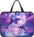 Purple Dolphin Full Moon Laptop Case 10 Inch, Waterproof Laptop Sleeve for Women Men, Portable Laptop Cover Computer Carrying Bag Cases with Handle, Fits Tablet/Notebook/Reader