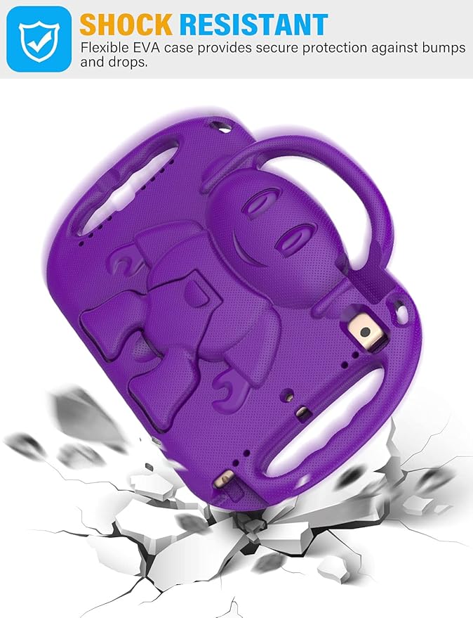 SUPLIK Kids Case for iPad 5th/6th Generation (9.7 inch, 2017/2018), iPad Air 1 & Air 2 & Pro 9.7 Protective Case with Shoulder Strap Handle Stand for iPad 5/6 & iPad Air 1st/2nd Gen, Purple