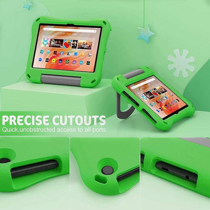 10 inch Tablet Case for Kids,(Compatible with 13th/11th Gen 2023/2021) (Incompatible with iPad Samsung 10 inch Tablet),Light Weight Shock Proof Convertible Handle Stand Kids Case (Green)