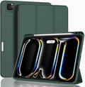 ZryXal iPad Pro 11 Inch Case (M5) 2025/ (M4) 2024 (Model: A2836/A2837/A3006), Trifold Stand Smart Cover with Pencil Holder and Soft TPU Back, Auto Wake/Sleep (Update Midnight Green)