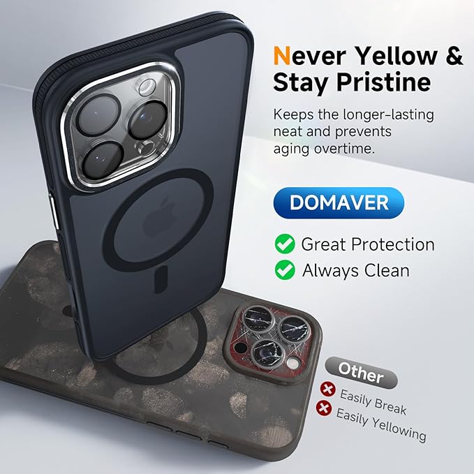 Magnetic 3 in 1 for iPhone 16 Pro Case, [Omni-Directional Protection] with 1x Screen Protector + 1x Camera Cover, [Seamless Work with Magsafe] Shockproof Slim Thin Matte Case for iPhone 16 Pro Black