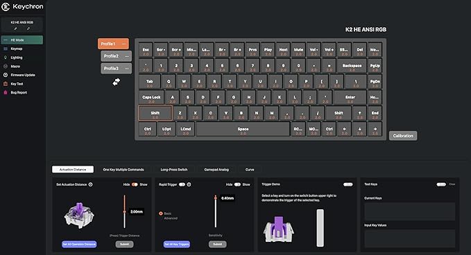Keychron K2 HE QMK Wireless Gaming Custom Mechanical Keyboard, 2.4 GHz/Bluetooth/Wired 75% Layout Hot-Swappable Programmable RGB Backlit Gateron Magnetic Switches for Mac Windows, Wood Frame-Black