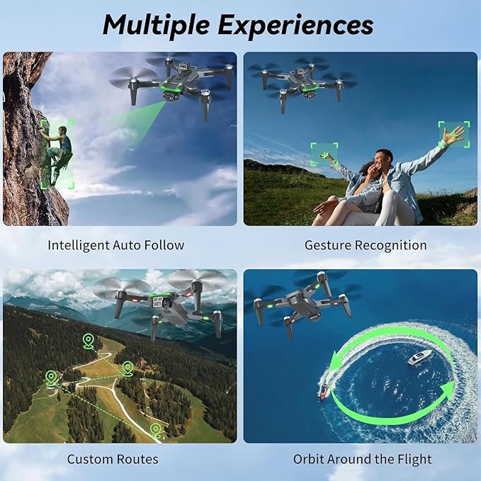 S166 Drone with Camera 4K for Adults, Professional GPS Drone with Auto Return, 4-Way Obstacle Avoidance, Follow Me, 60 Mins Flight Time (3 Batteries), Foldable RC Quadcopter with Case (Standard)