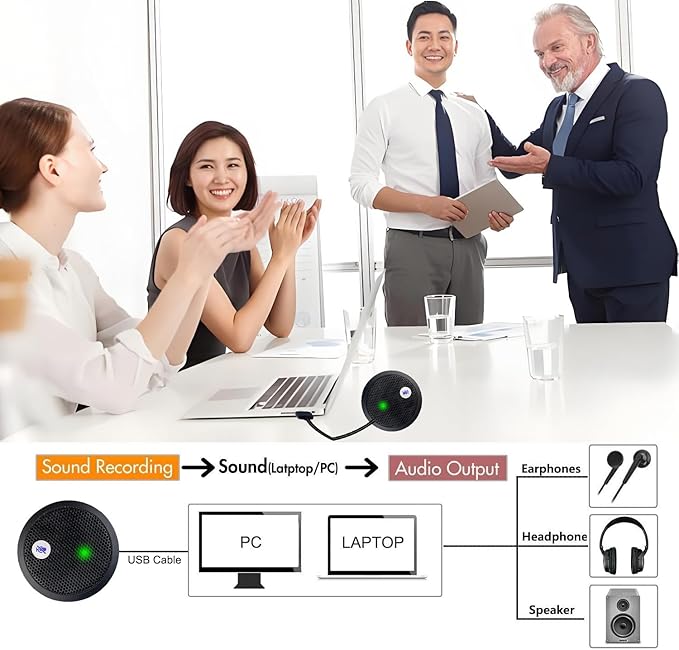 USB Microphone, Desktop Microphone, Mute Button with LED Indicator, Noise Reduction, Omnidirectional Condenser Microphones for PC Laptops or Video Conferences, Plug & Play