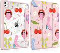 Case for iPad Pro 13 Inch (M5 2025 M4 2024) – [Built-in Pencil Holder], Shockproof & Stylish, Clear Hard Back + Soft TPU Edge, Magnetic Trifold Stand, Auto Wake/Sleep, Cherry & Lip