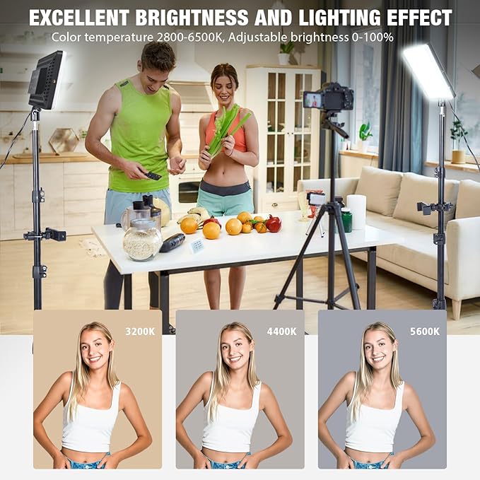 Light for Video Recording, Photography Lighting Kit Studio Lights with 6.5ft Stand, Phone Holder and Bag for TikTok, YouTube, Live Streaming, Podcast, Vlogging (LOMTAP)